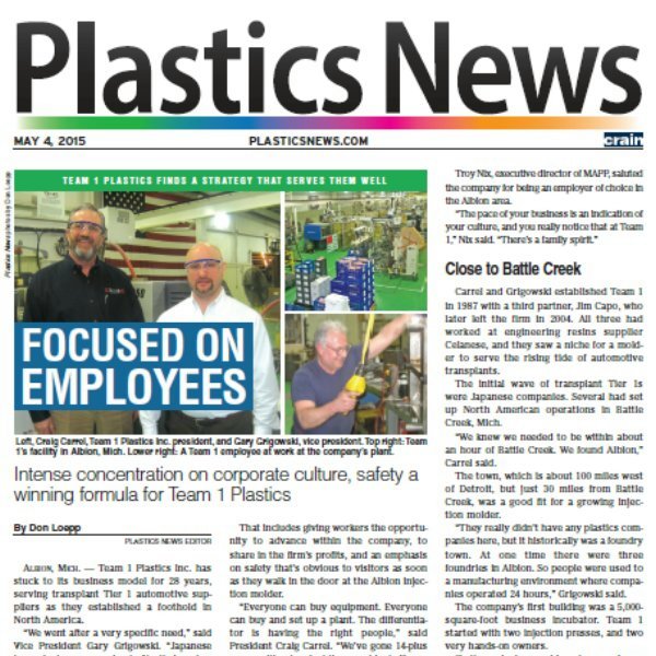 Team 1 Plastics Featured in Plastics News Team 1 Plastics